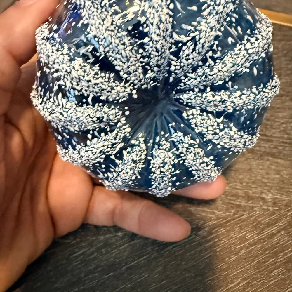 SOLD Blue Glass Frosted Paperweight - Picture 3 of 3